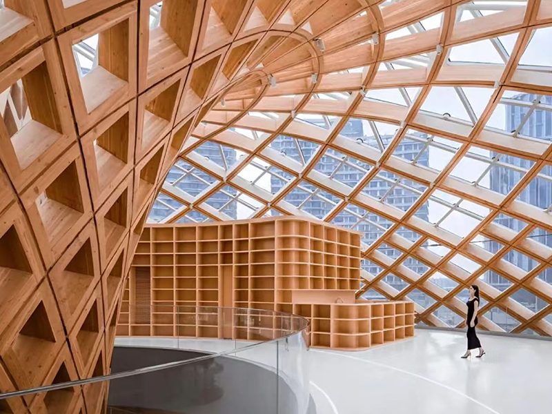 Panel Hiasan Kayu Berlapis Melengkung Terpaku